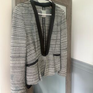 Rebecca Taylor Black and White Textured Blazer